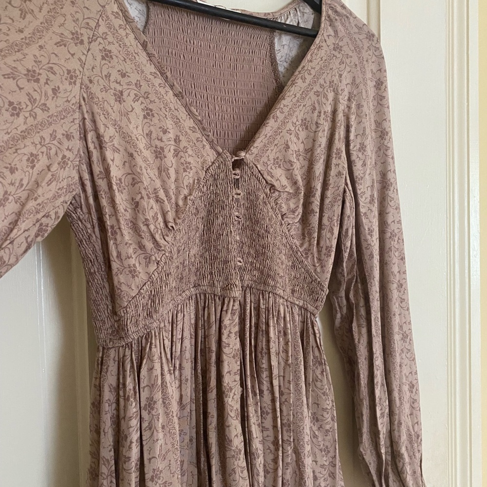 Elegant Mauve Long Sleeve Dress